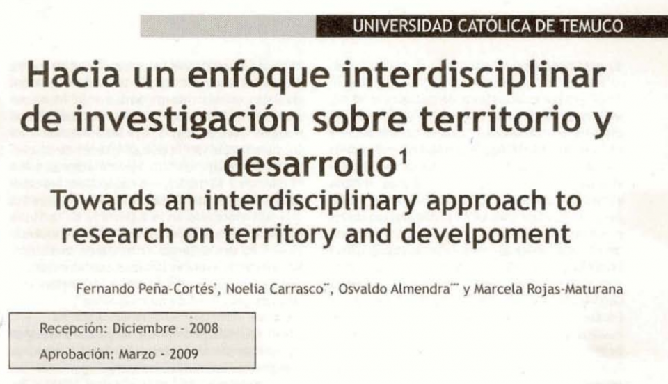 Hacia un enfoque interdisciplinar de investigación sobre territorio y desarrollo.
