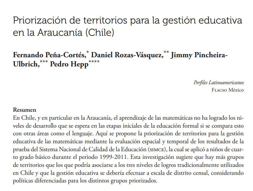 Priorización de territorios para la gestión educativa en la Araucanía (Chile)
