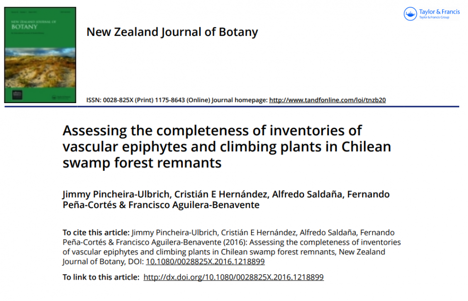 Assessing the completeness of inventories of vascular epiphytes and climbing plants in Chilean swamp forest remnants.