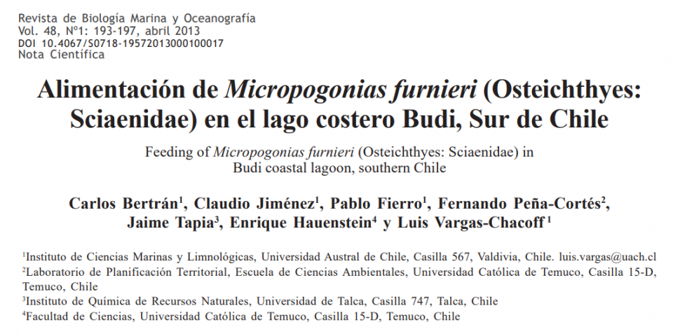 Alimentación de Micropogonias furnieri (Osteichthyes: Sciaenidae) en el lago costero Budi, Sur de Chile.