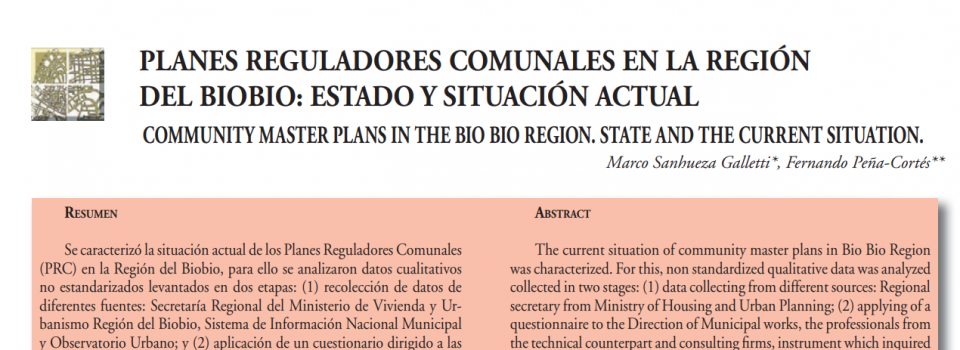 Planes Reguladores Comunales en la región del Biobío: stado y situación actual.