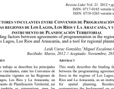 Factores vinculantes entre convenios de programación en las regiones de Los Lagos, Los Ríos y La Araucanía, y un instrumento de planificación territorial.