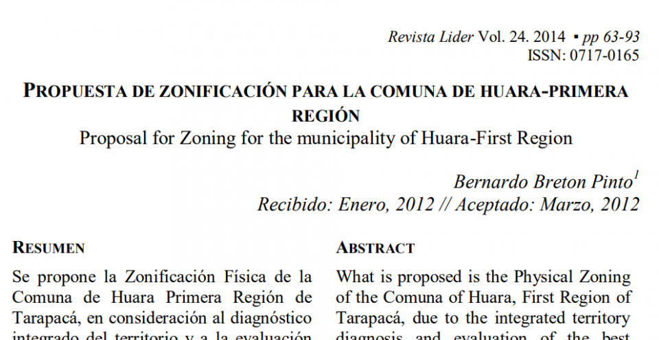 Propuesta de zonificación para la comuna de huara-primera región.